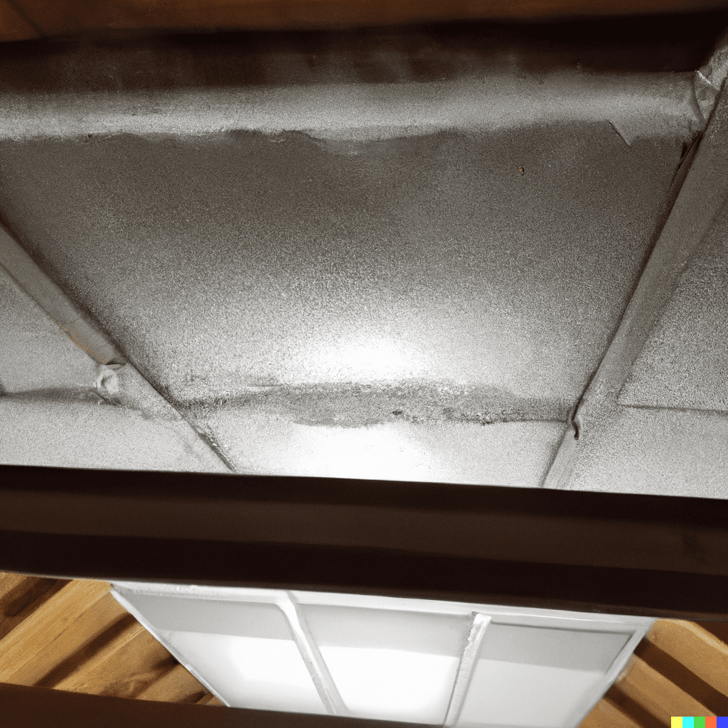 Furnace attic condensation stains.